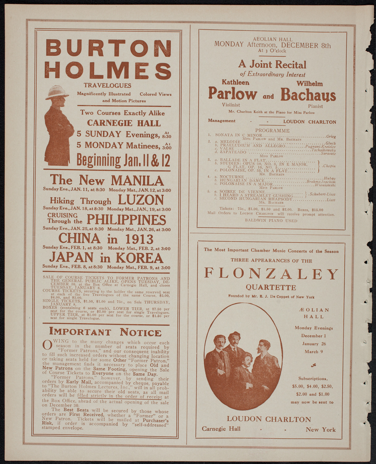 Josef Hofmann, Piano, November 25, 1913, program page 10