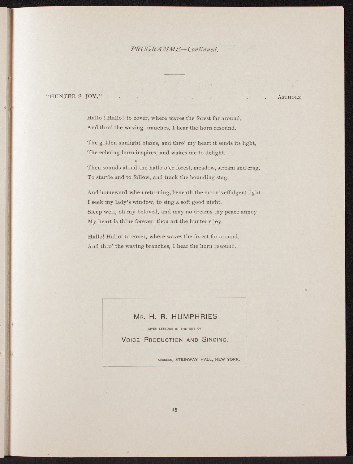 New York Banks' Glee Club, May 21, 1892, program page 16