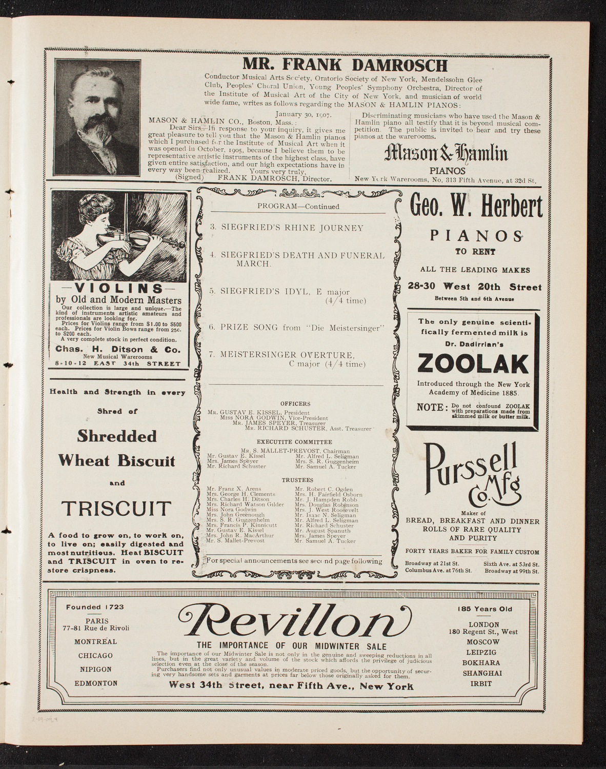People's Symphony Concert, February 19, 1909, program page 7