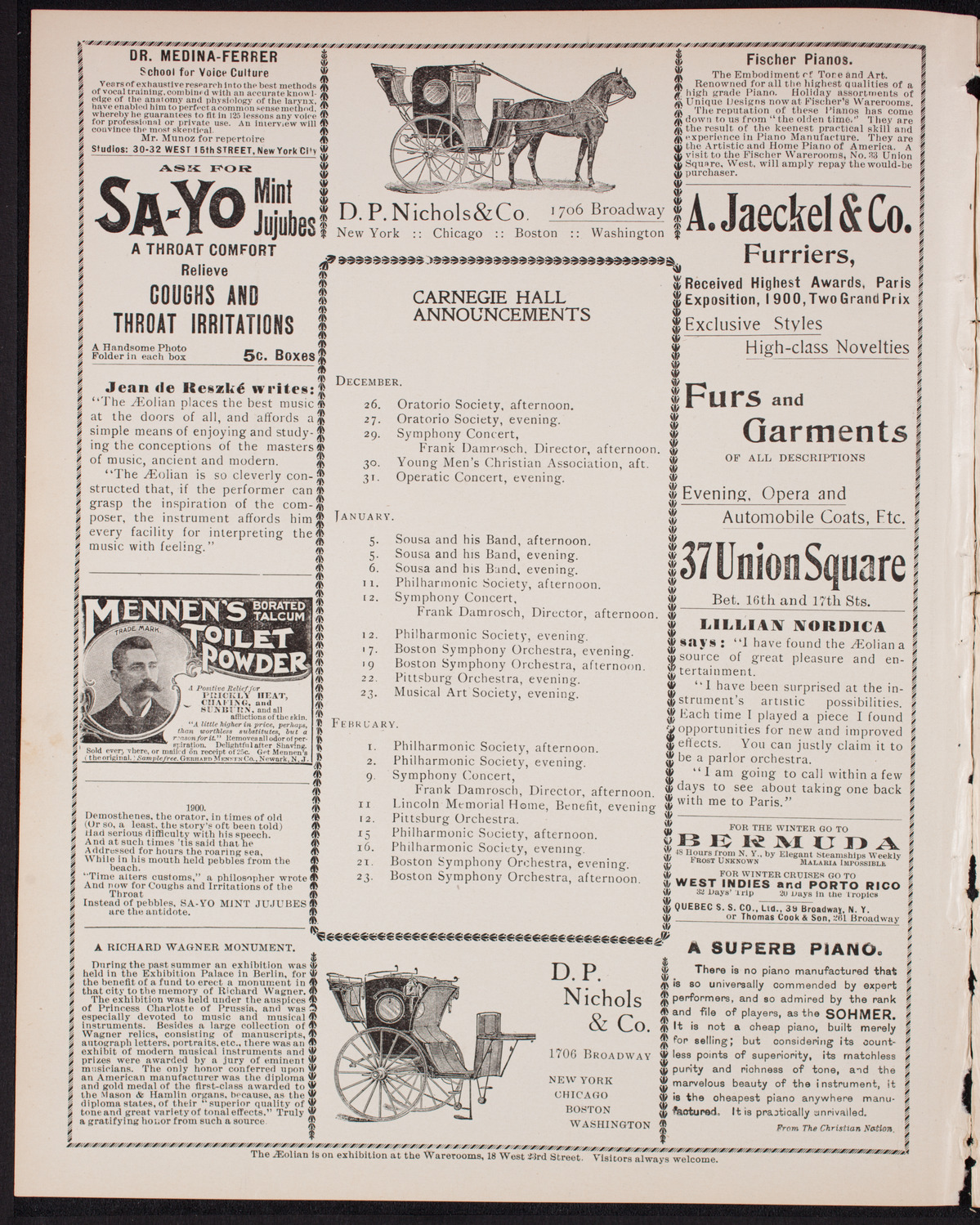 New York Philharmonic, December 22, 1900, program page 2