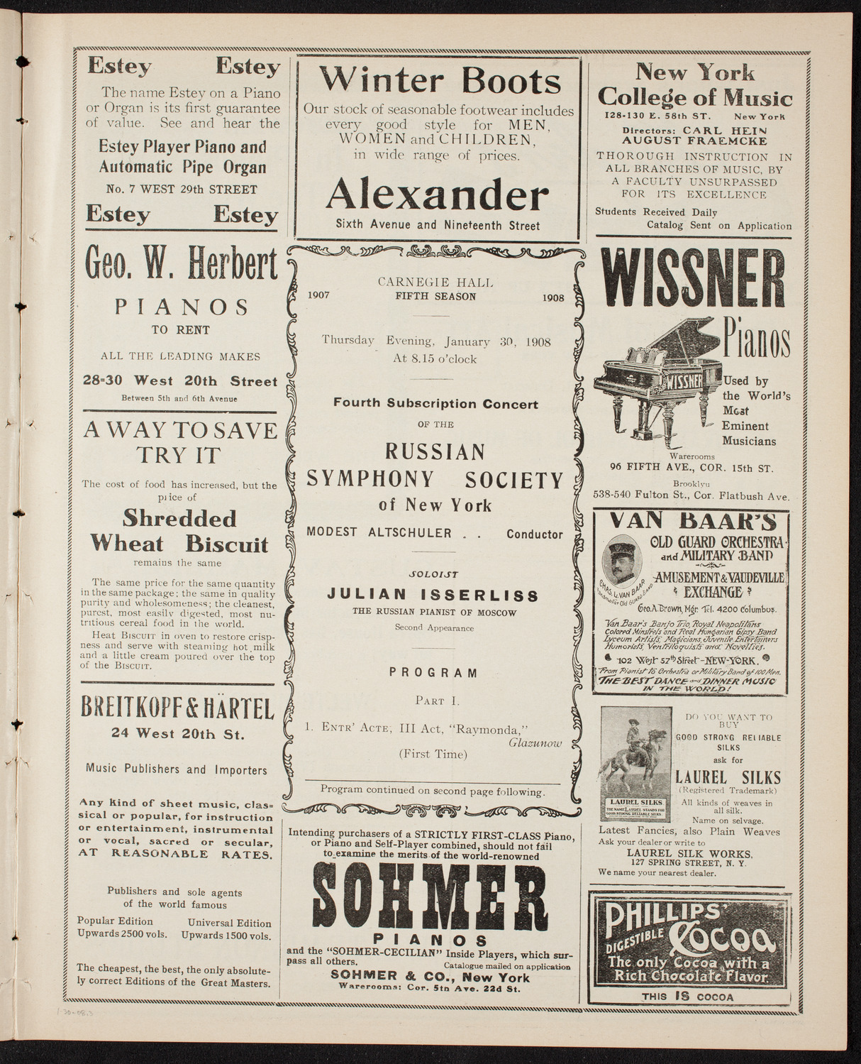 Russian Symphony Society of New York, January 30, 1908, program page 5