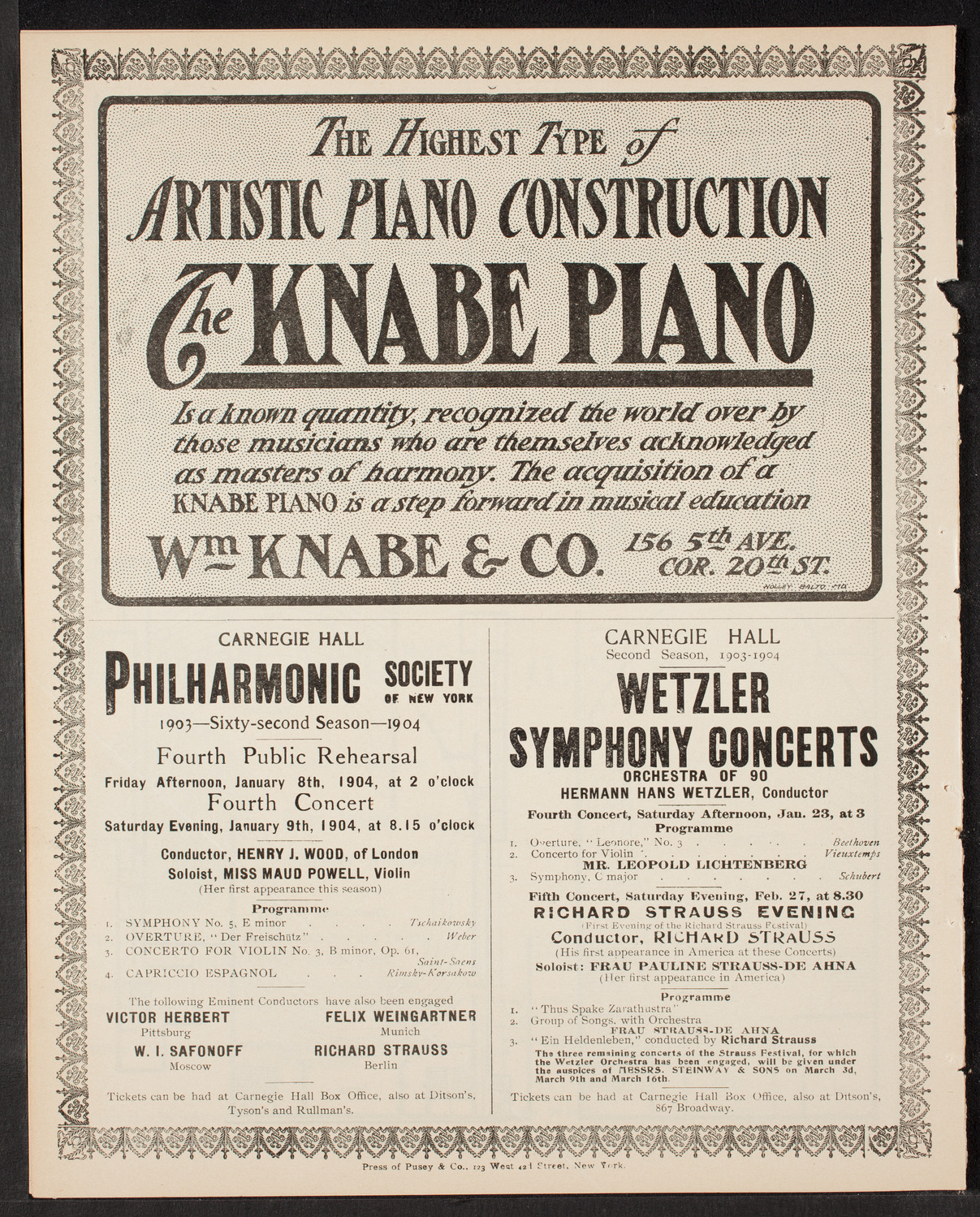 New York Symphony Orchestra, January 3, 1904, program page 12