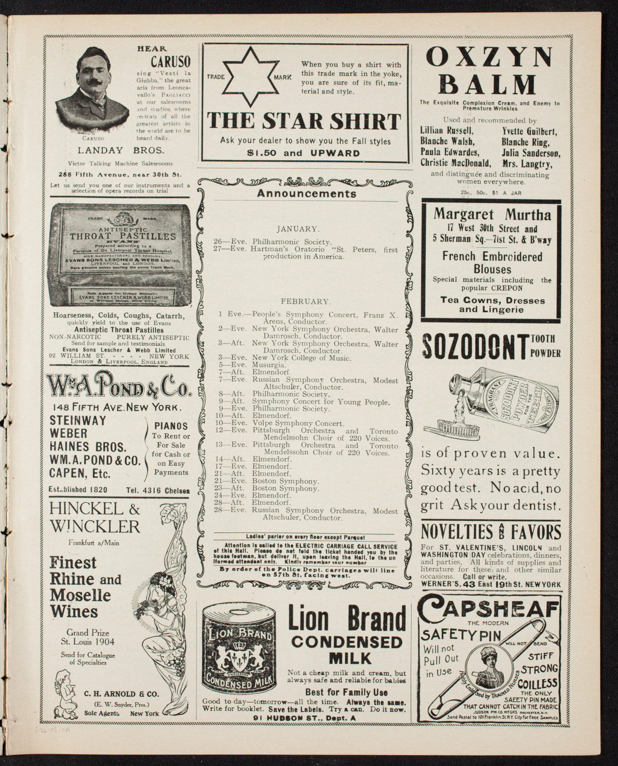 Fannie Bloomfield Zeisler, Piano, January 26, 1907, program page 3