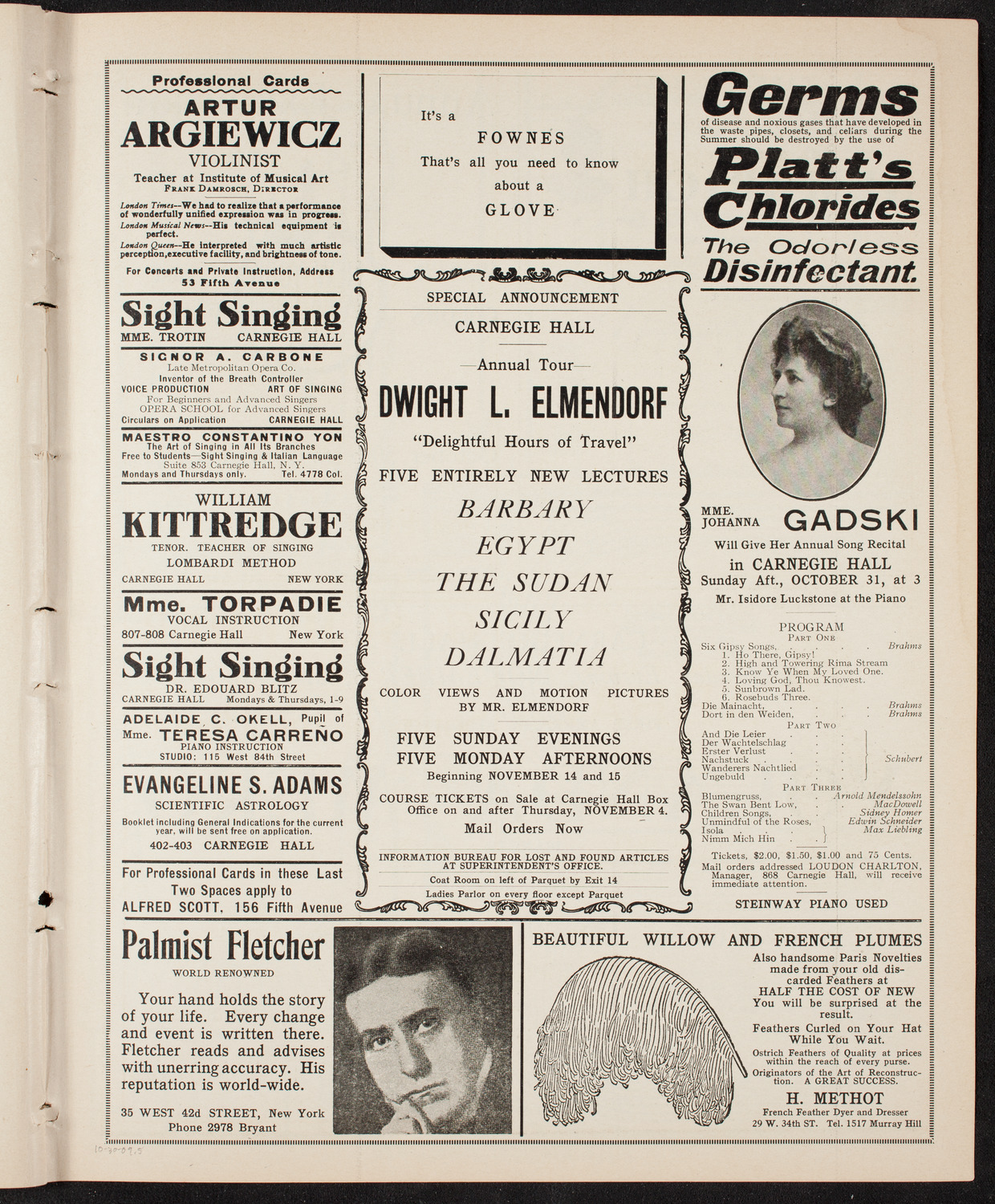 Fritz Kreisler, Violin, October 30, 1909, program page 9