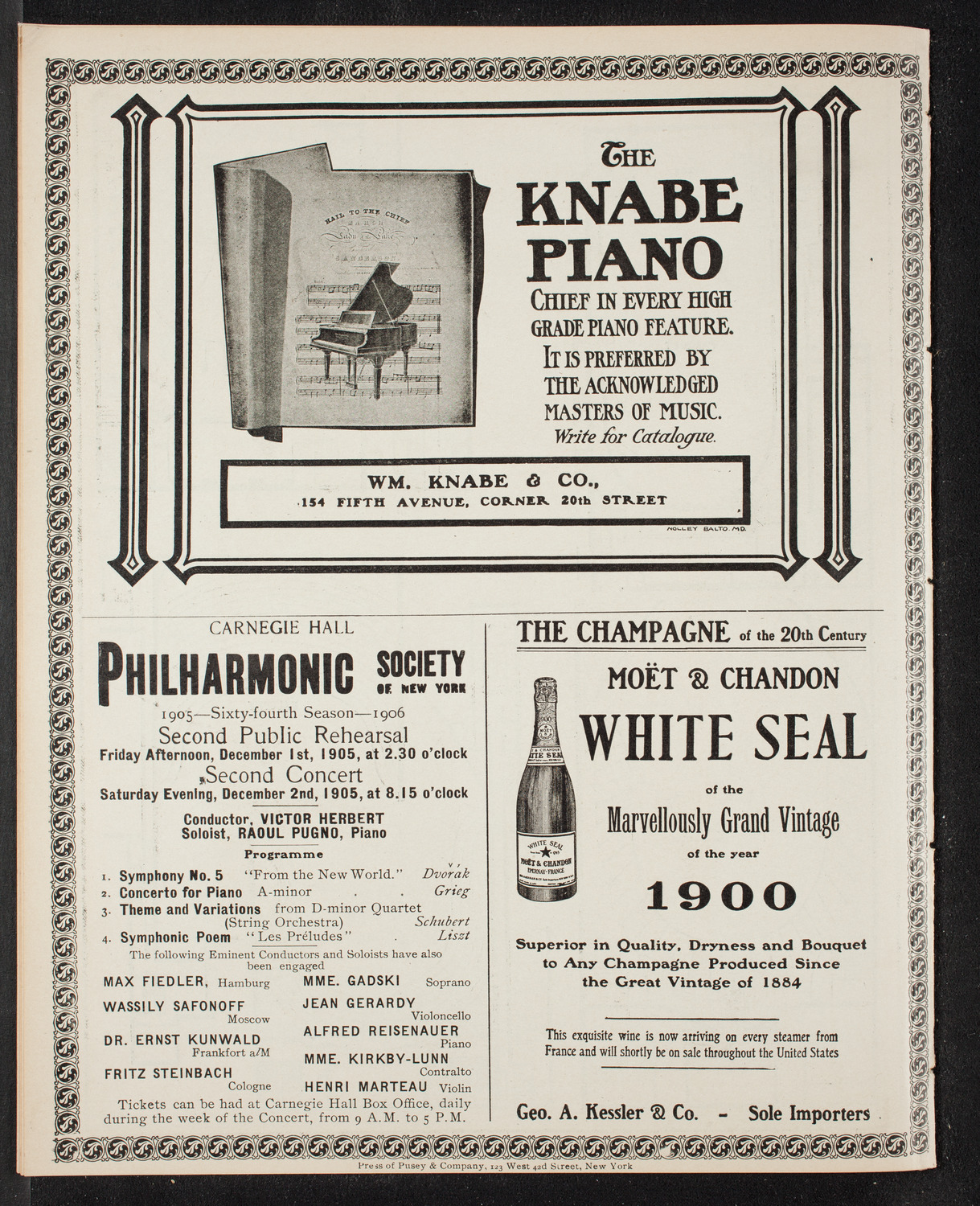 Marie Hall, Violin, November 22, 1905, program page 12