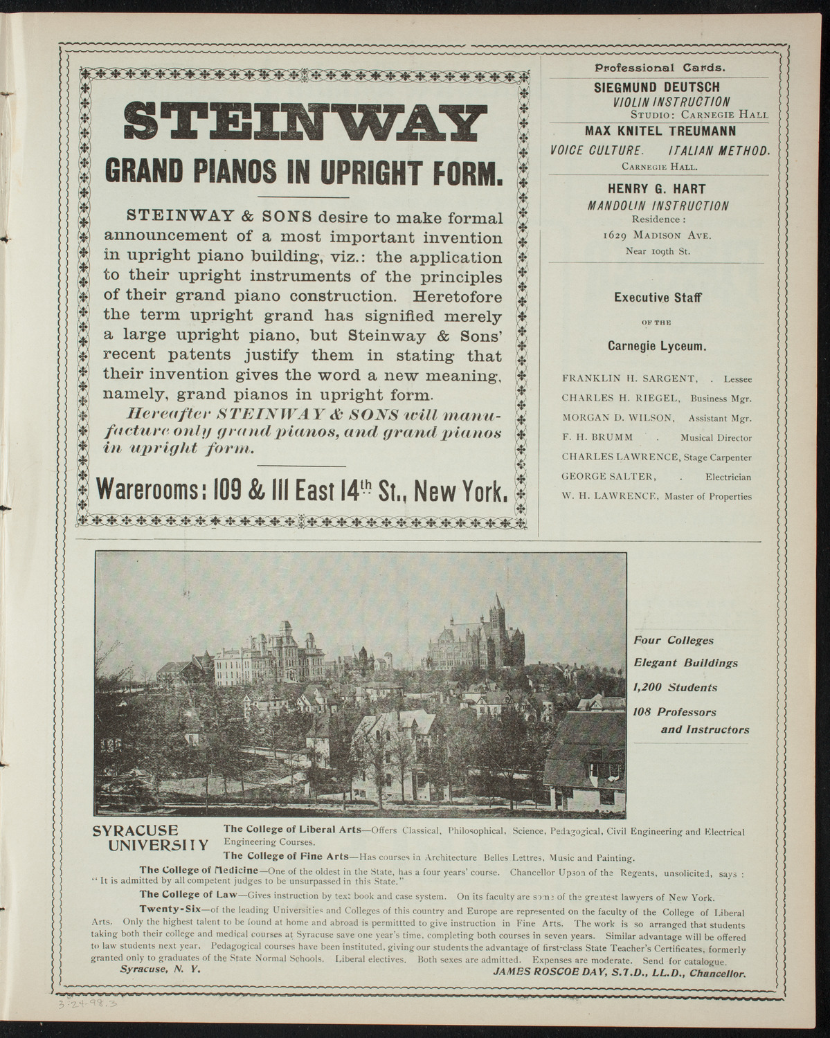 Ethelbert Nevin/ Julie Wyman/ Isadora Duncan, March 24, 1898, program page 5