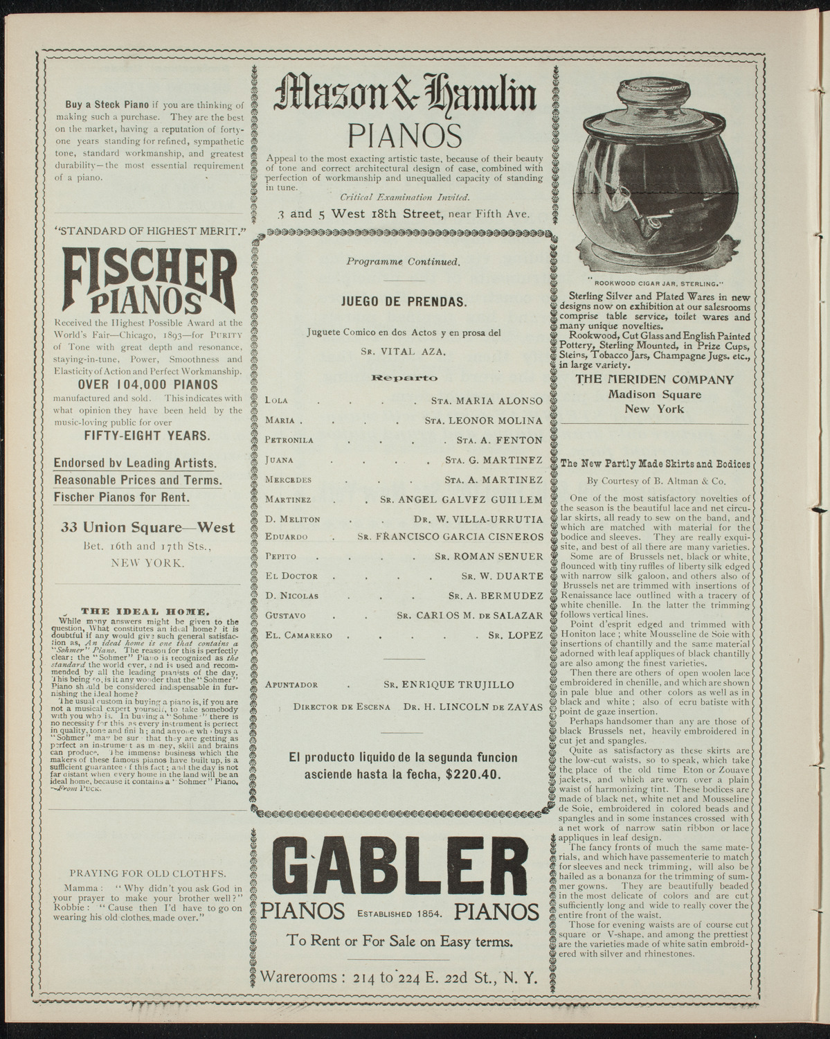 Club Lirico-Dramatico Cubano, April 9, 1898, program page 6