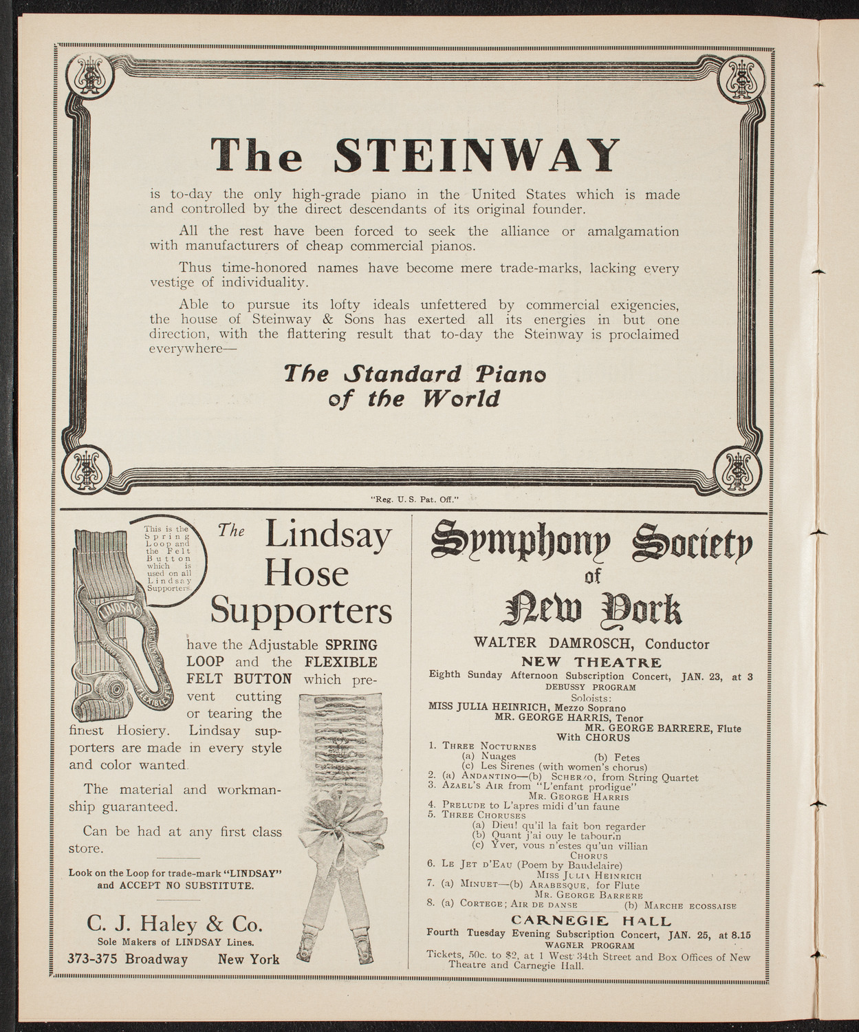 Volpe Symphony Society of New York, January 9, 1910, program page 4