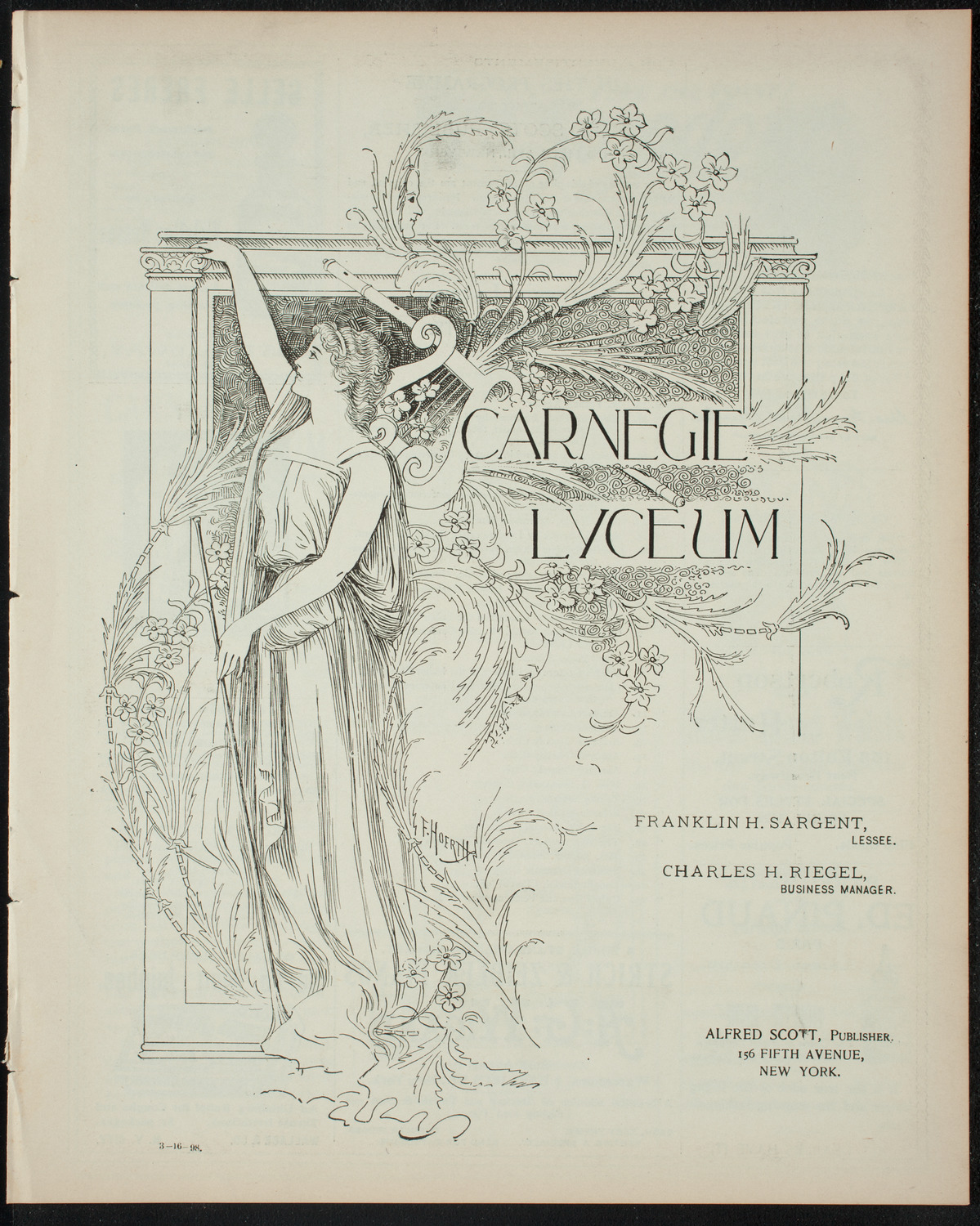 Powers-Mannes Lenten Musicale/ Wednesday Morning Musicale, March 16, 1898, program page 1