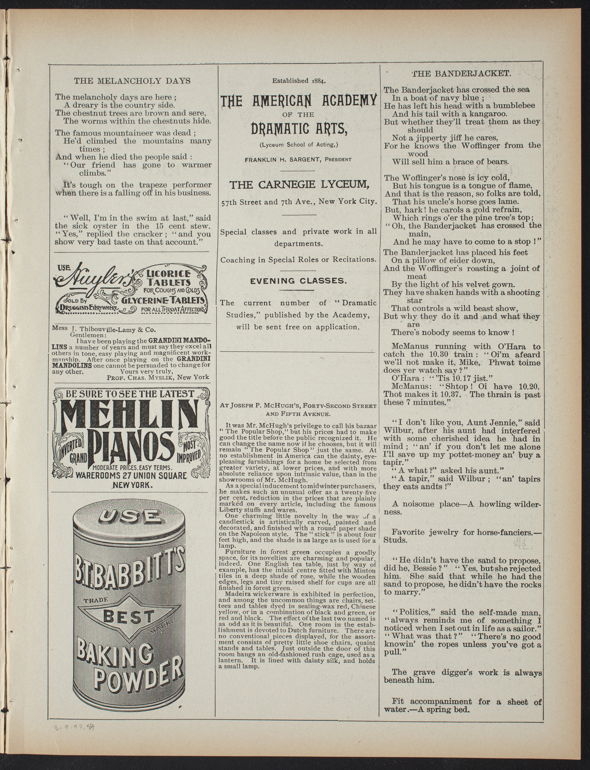 Lecture by David Dwight Wells, March 9, 1897, program page 7