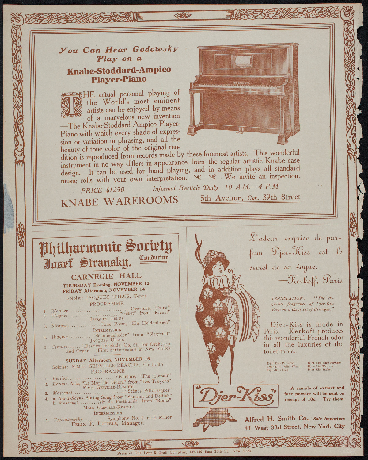 Teresa Carreño, Piano, November 4, 1913, program page 12