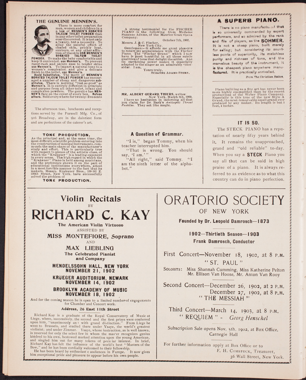 New York Philharmonic, November 14, 1902, program page 10