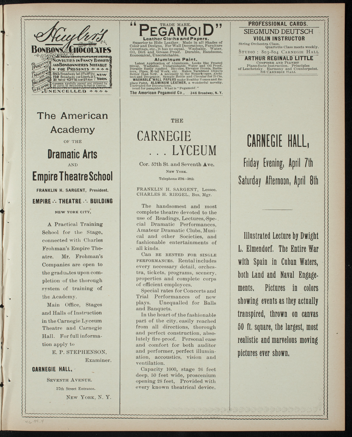 Amateur Comedy Club, April 6, 1899, program page 7