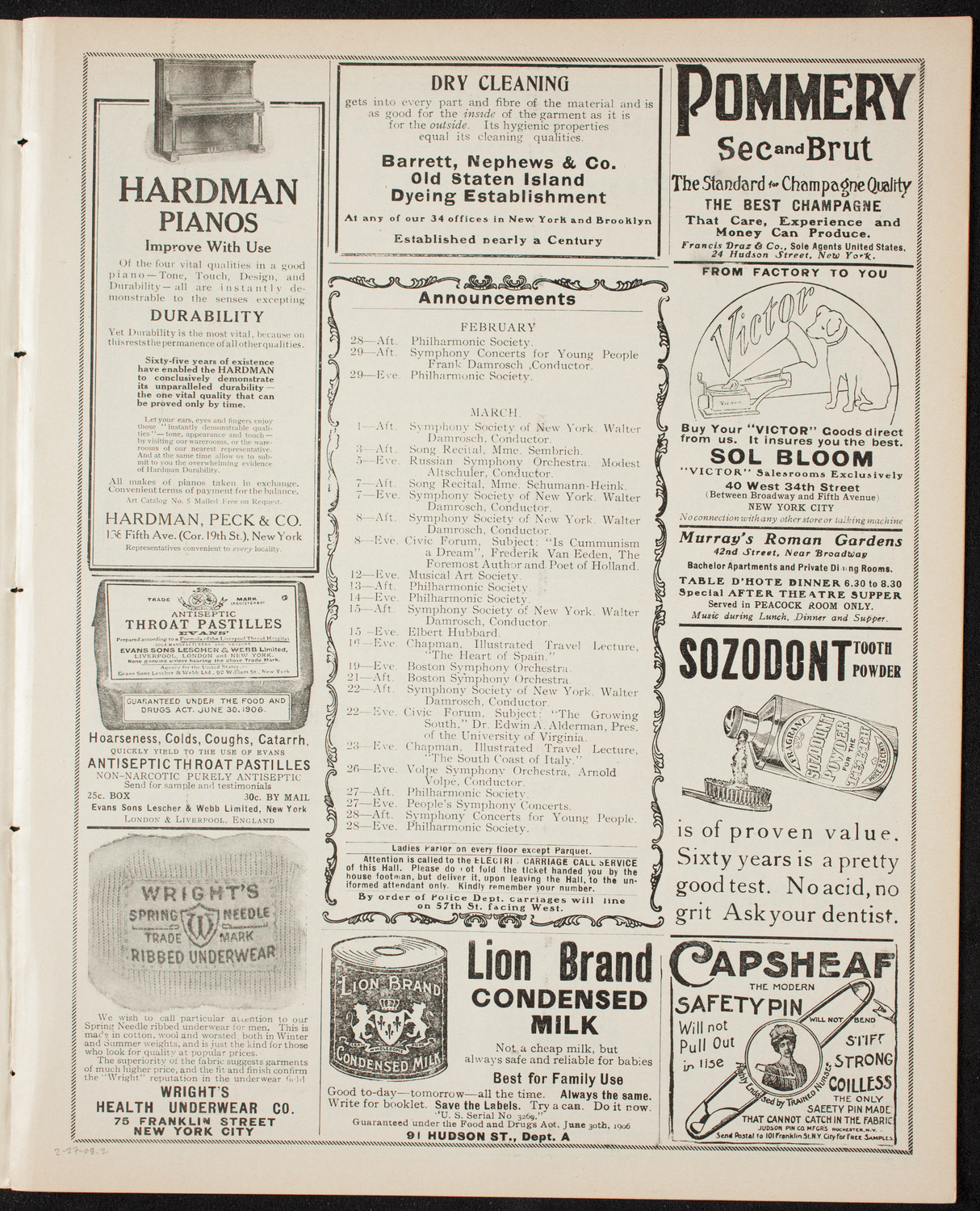 New York Banks' Glee Club, February 27, 1908, program page 3