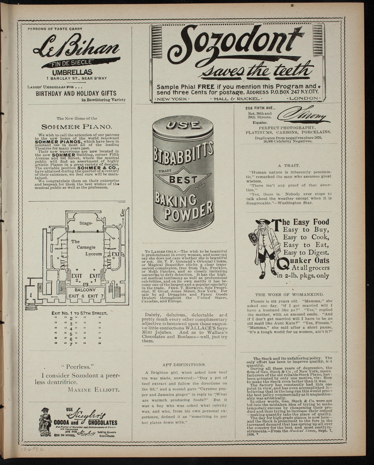 Students' Dramatic Club, December 6, 1898, program page 3