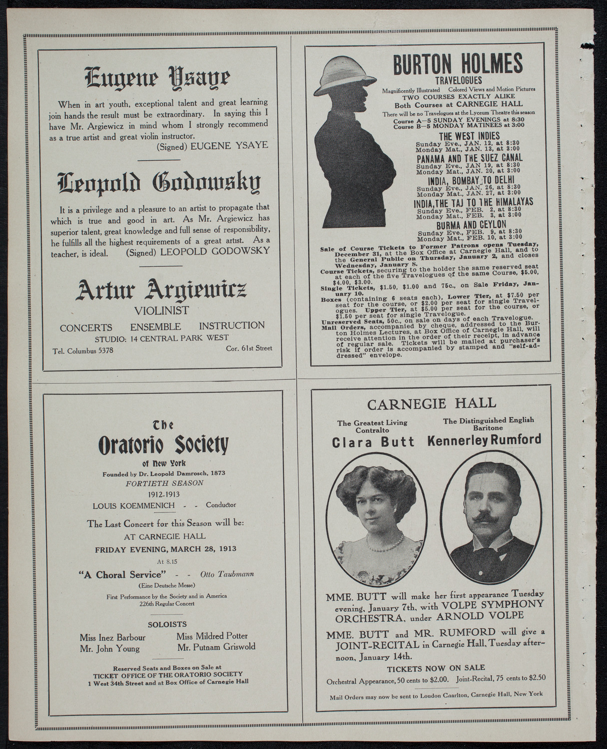 Marcella Sembrich, Soprano, January 2, 1913, program page 10