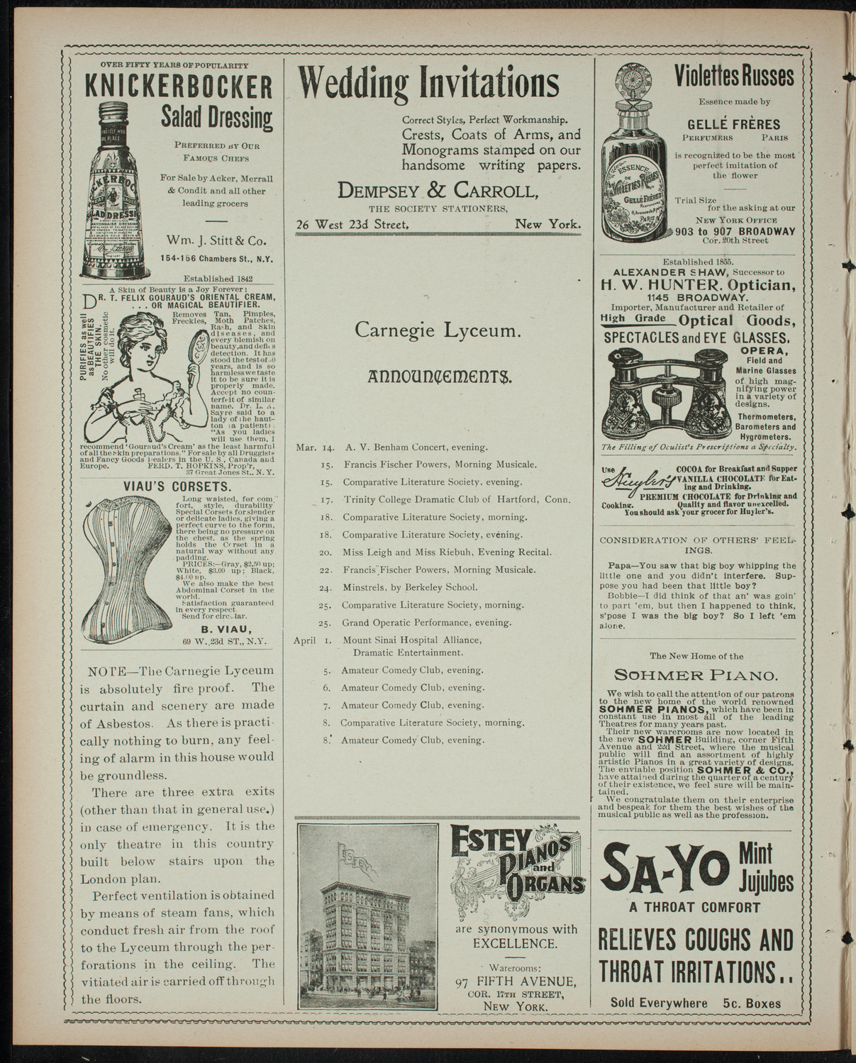 Comparative Literature Society Saturday Morning Conference, March 11, 1899, program page 2