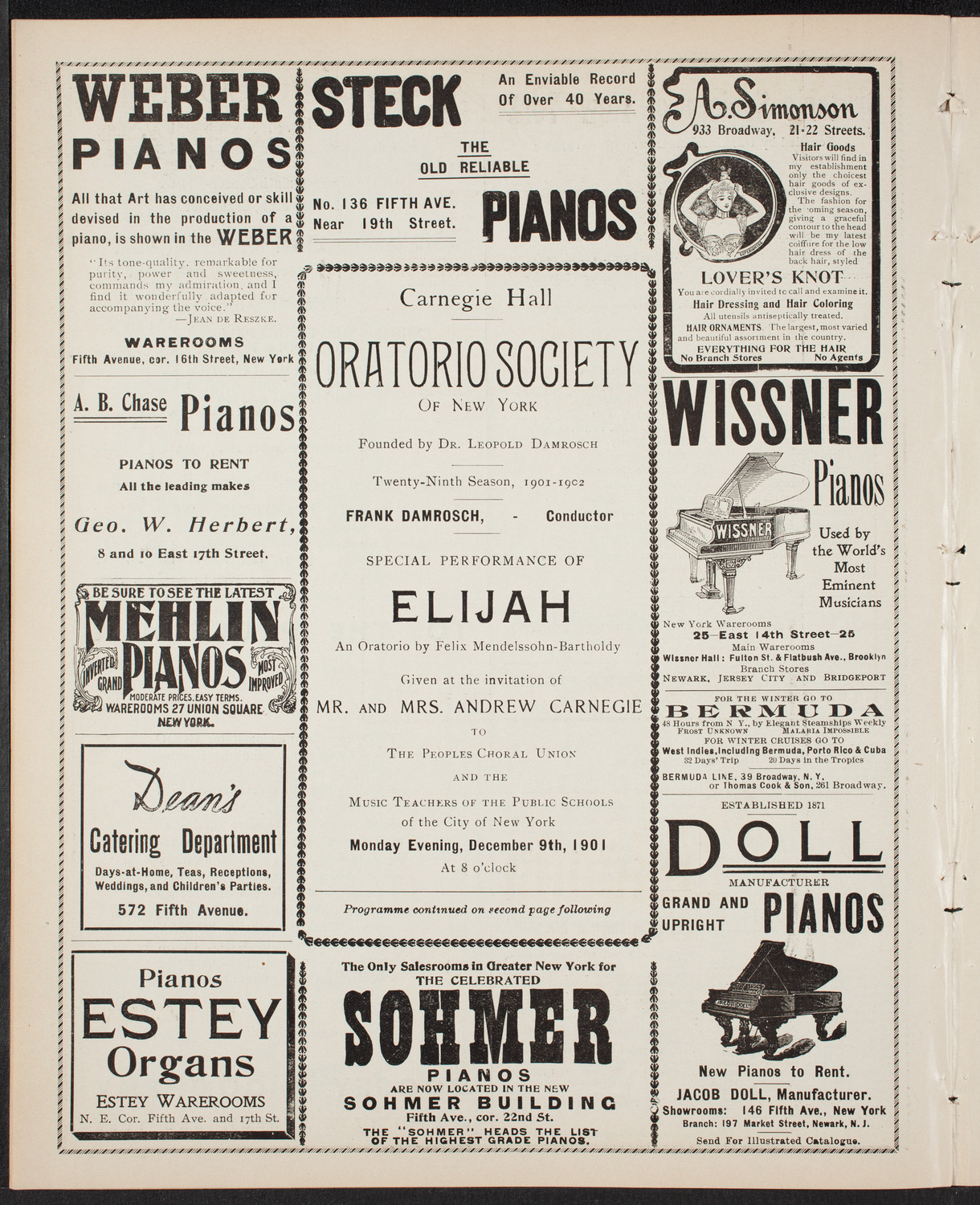 Oratorio Society Invitational Concert, December 9, 1901, program page 6