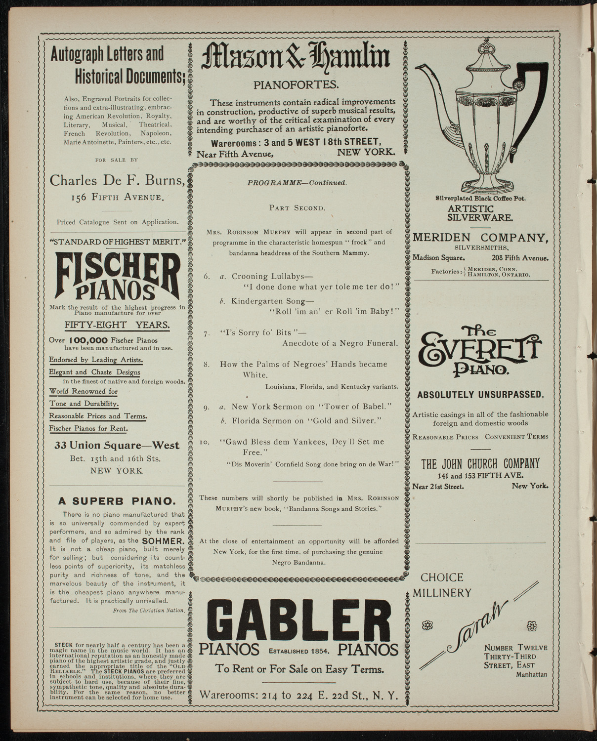 Jeanette Robinson Murphy, April 22, 1899, program page 6