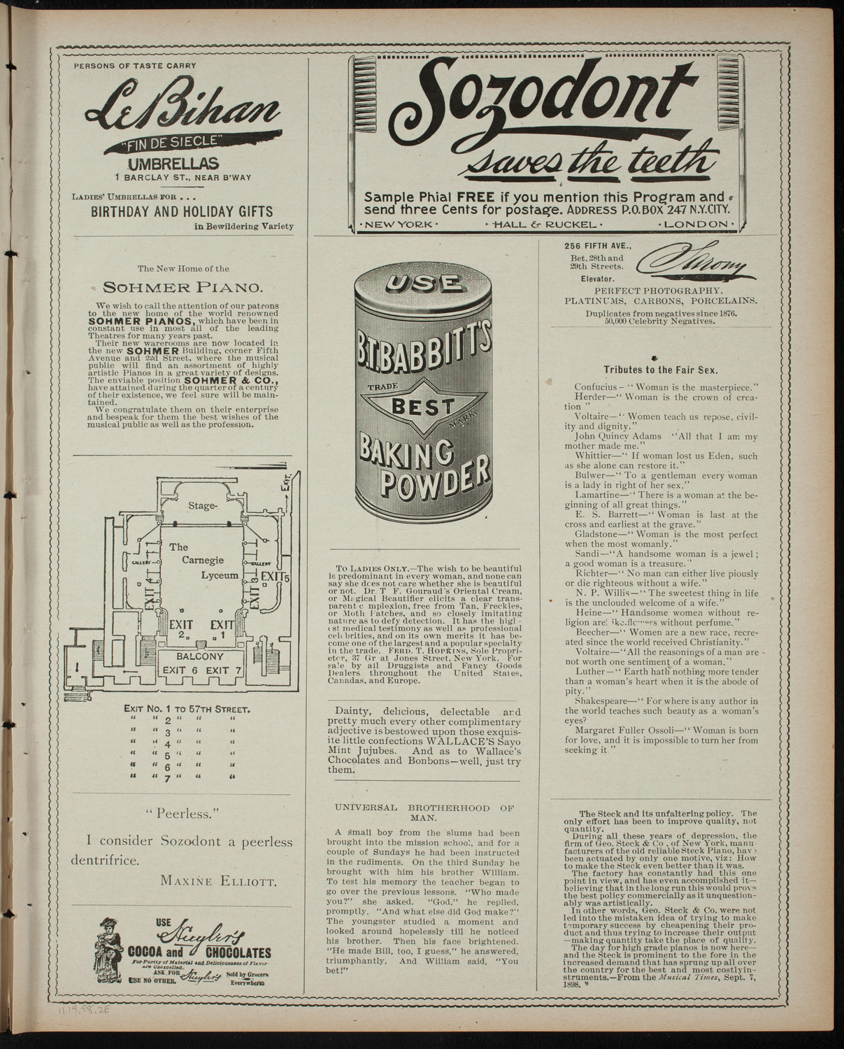 Isis League of Music and Drama Student Production, November 19, 1898, program page 3