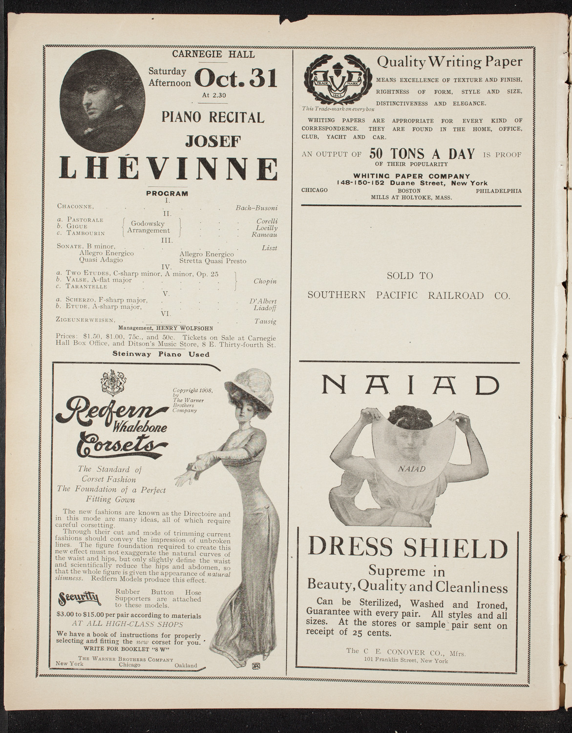 Cécile Chaminade, Composer and Pianist, October 24, 1908, program page 2