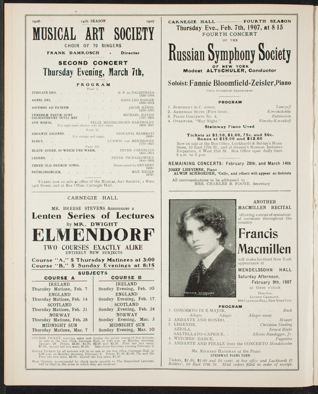 New York Symphony Orchestra, February 3, 1907, program page 10