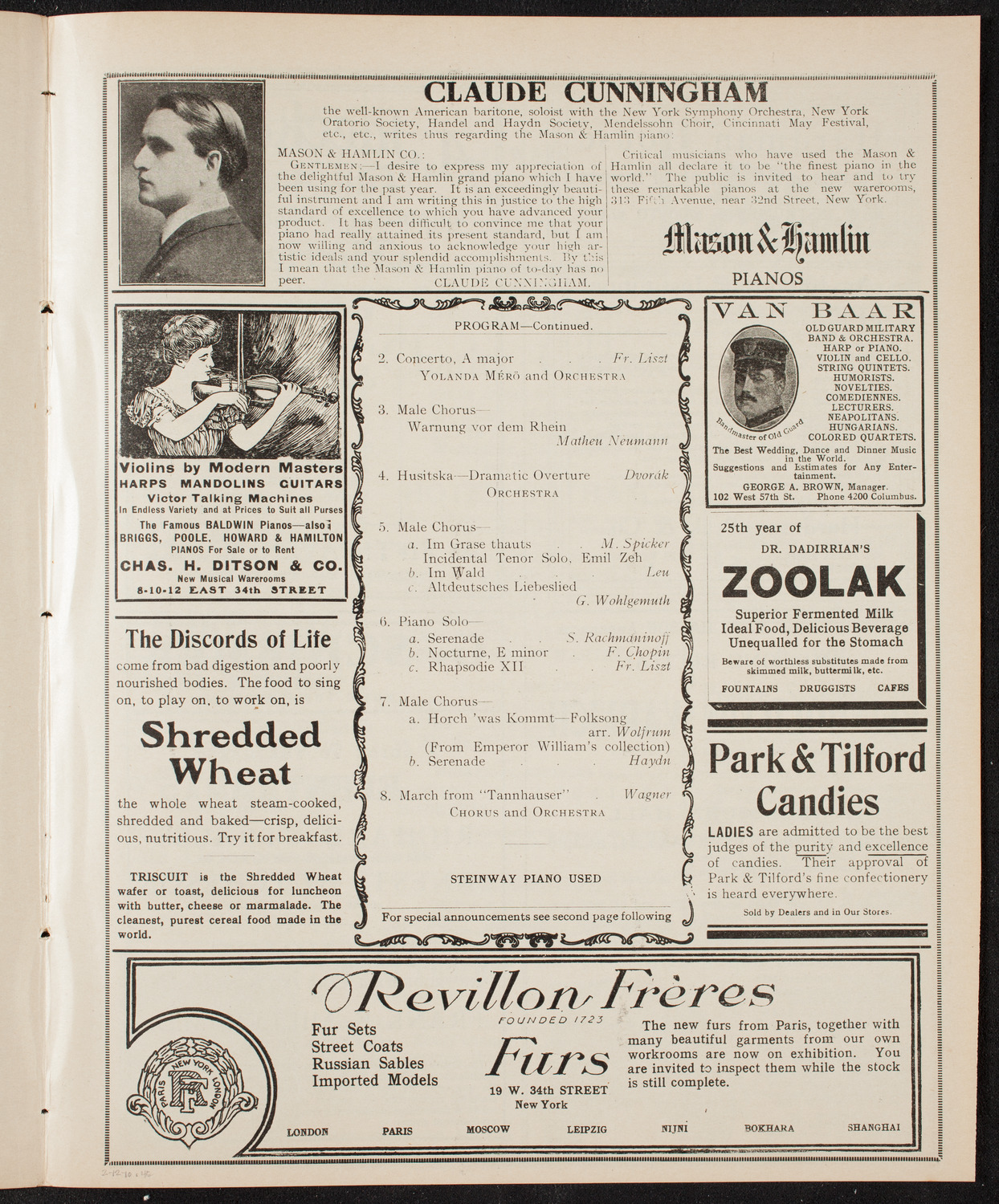 German Liederkranz, February 12, 1910, program page 7