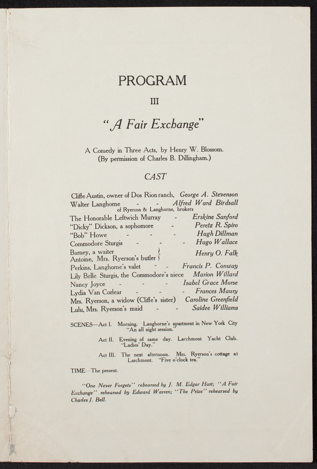 American Academy of Dramatic Arts/Empire Theatre Dramatic School, March 2, 1907, program page 3