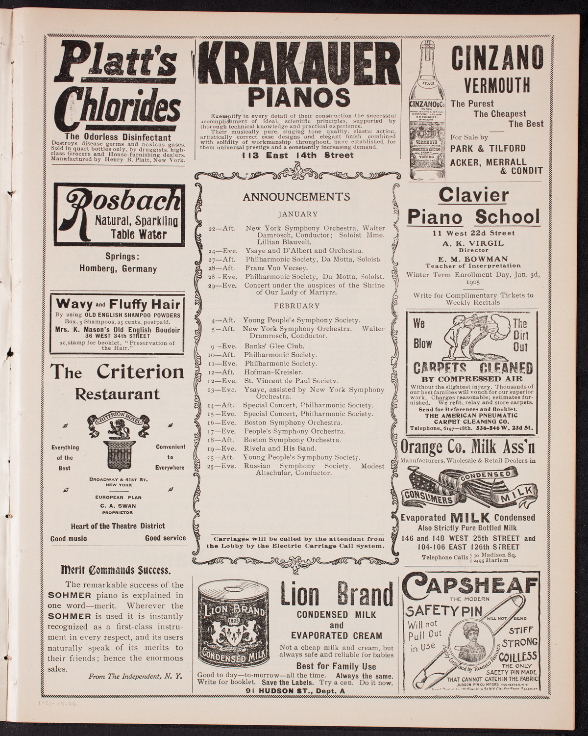 Russian Symphony Society of New York, January 21, 1905, program page 3