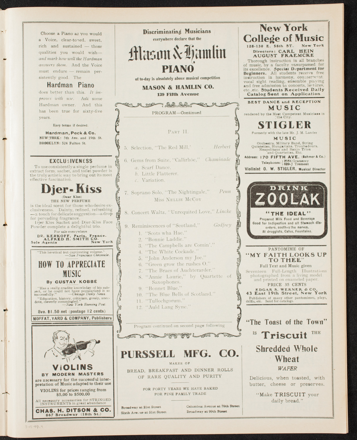 Amicitia Amateur Band, May 12, 1907, program page 7