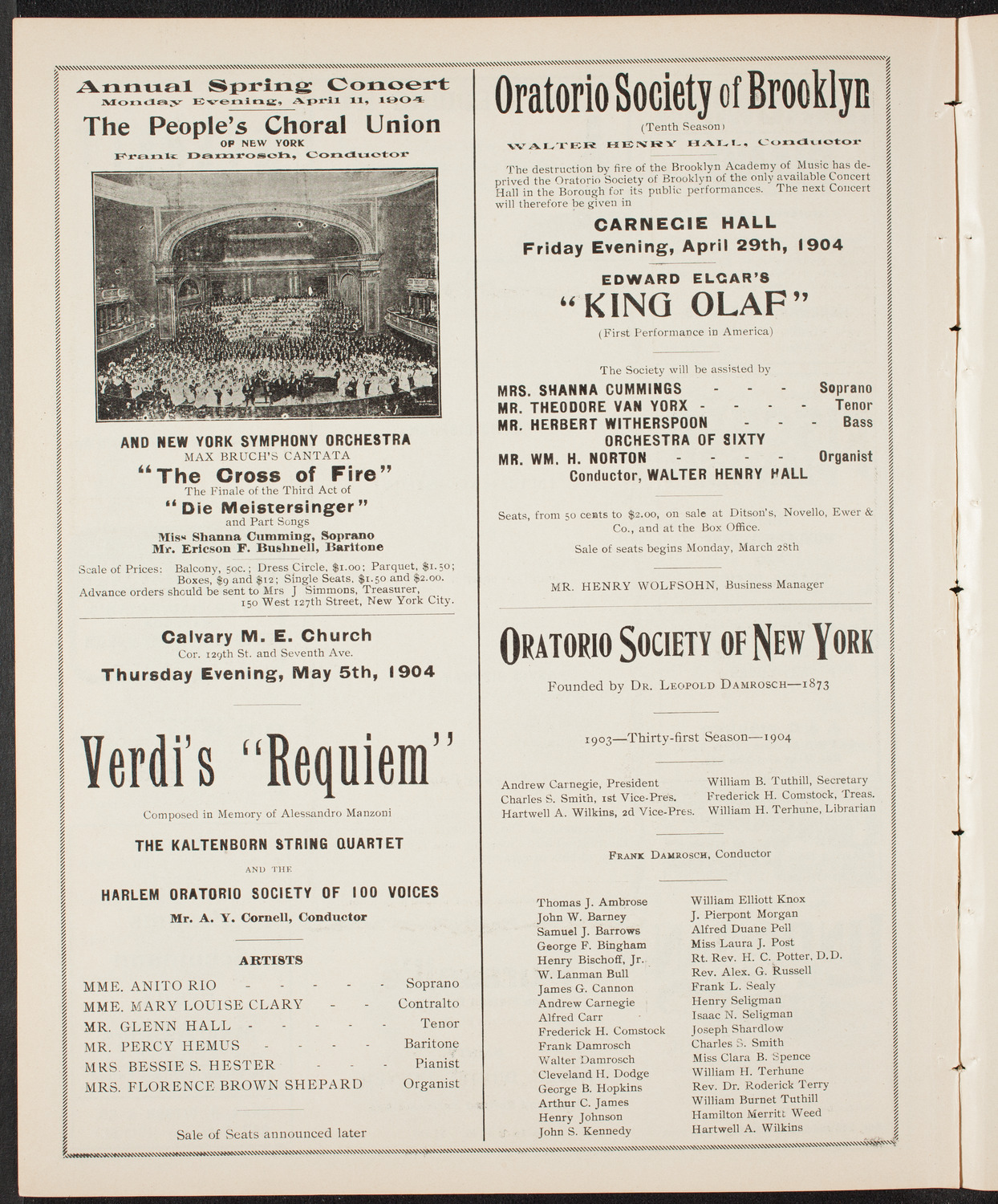 Richard Strauss with New York Philharmonic, March 25, 1904, program page 8