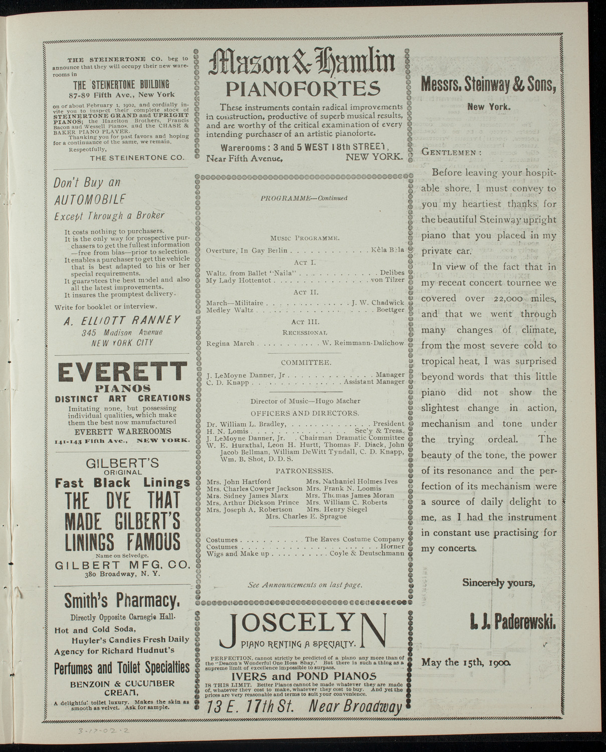 The Students' Dramatic Club, March 17, 1902, program page 3