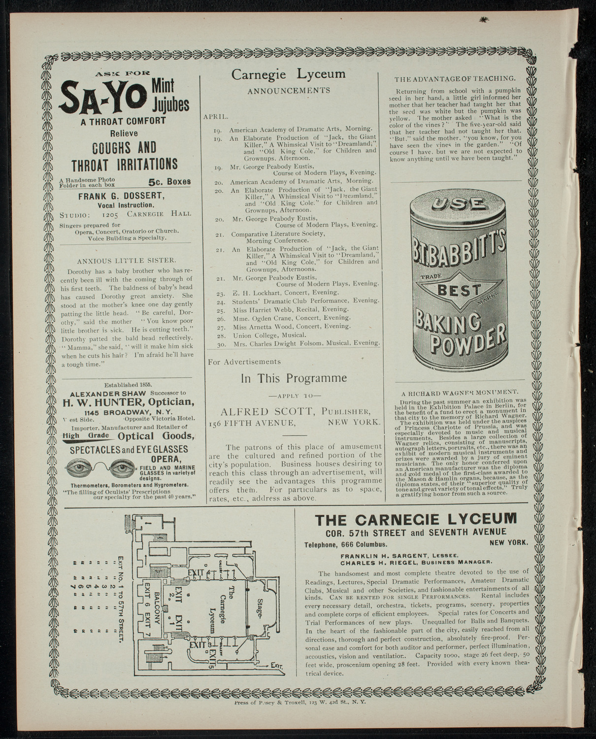 Concert of the String Orchestra Founded by the Pupils of Mr. Bernard Sinsheimer, April 18, 1900, program page 4