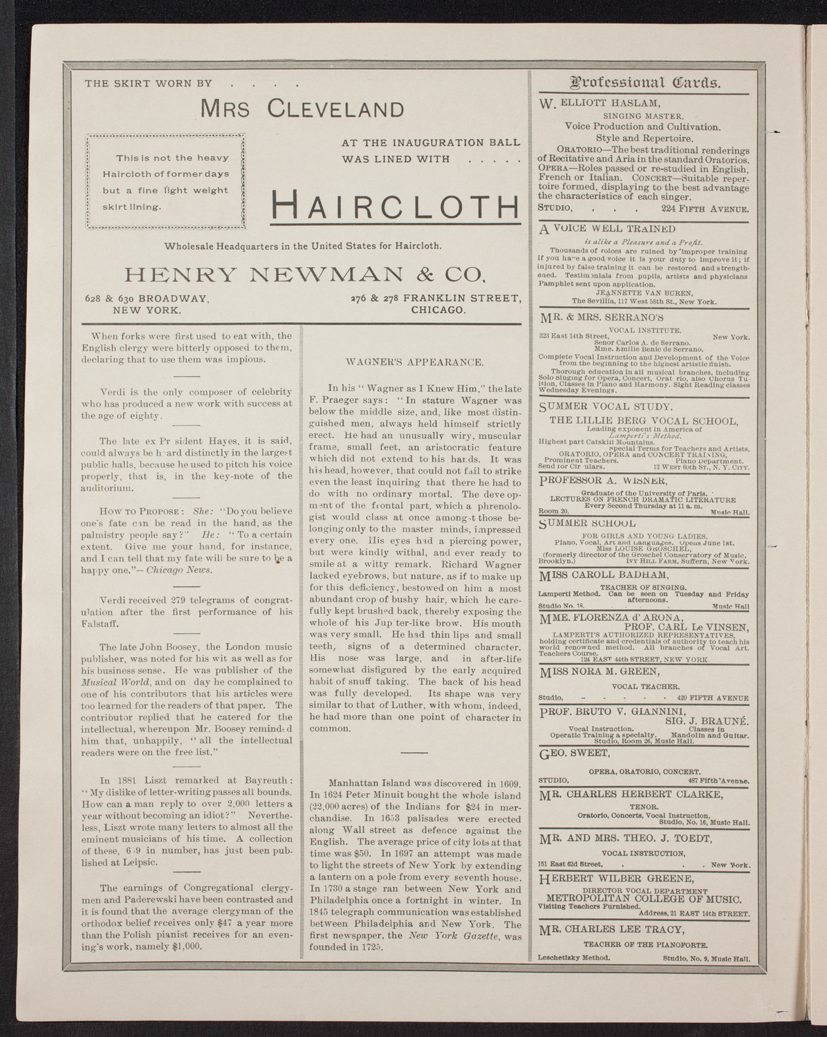 Amalia Materna/ Oratorio Society of New York/ New York Symphony Orchestra, May 25, 1893, program page 2