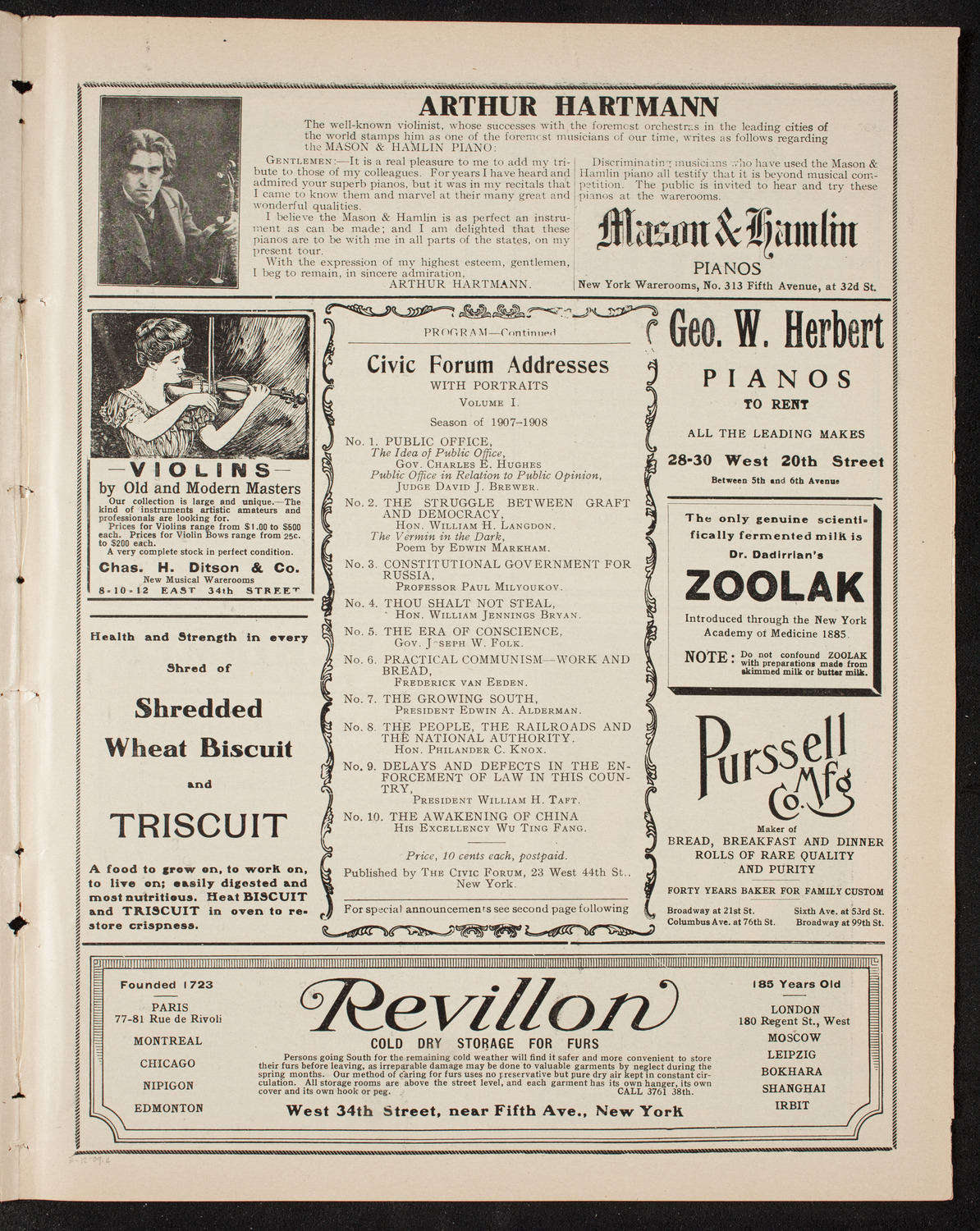 The Civic Forum, March 12, 1909, program page 7