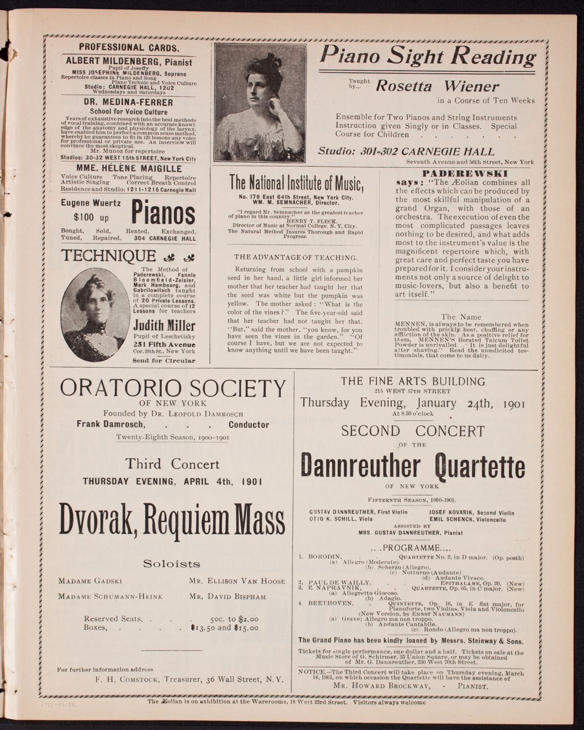 New York Philharmonic, January 12, 1901, program page 3