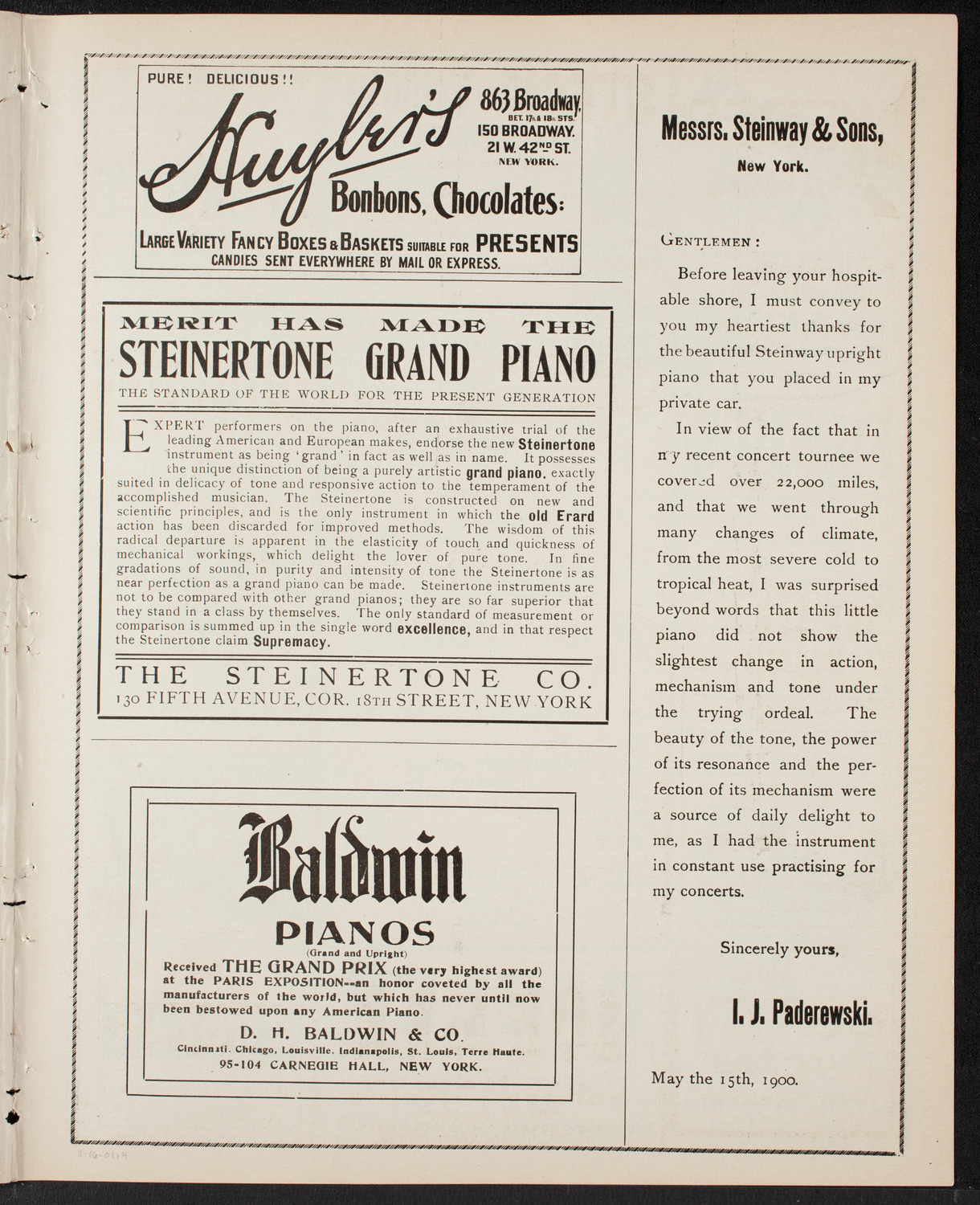 New York Philharmonic, November 16, 1901, program page 7