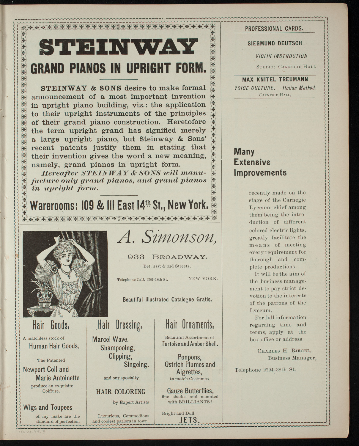 Shakespeare Recital by Marshall Darrach, October 21, 1898, program page 5