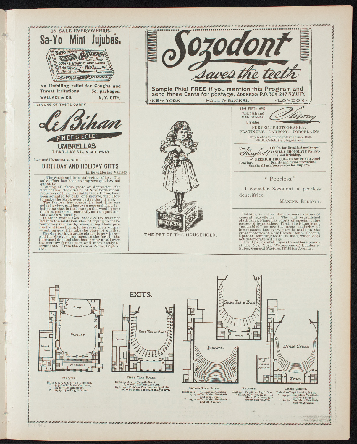 Paur Symphony Orchestra - Sunday Night Popular Concert, November 13, 1898, program page 3
