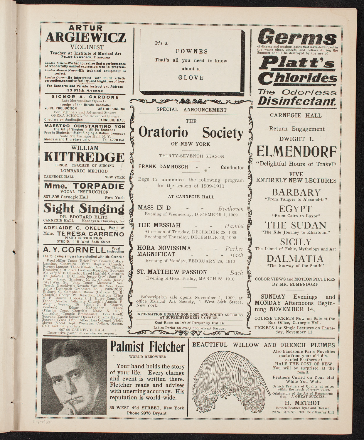 New York College of Music and New York German Conservatory of Music Faculty Concert, November 7, 1909, program page 9