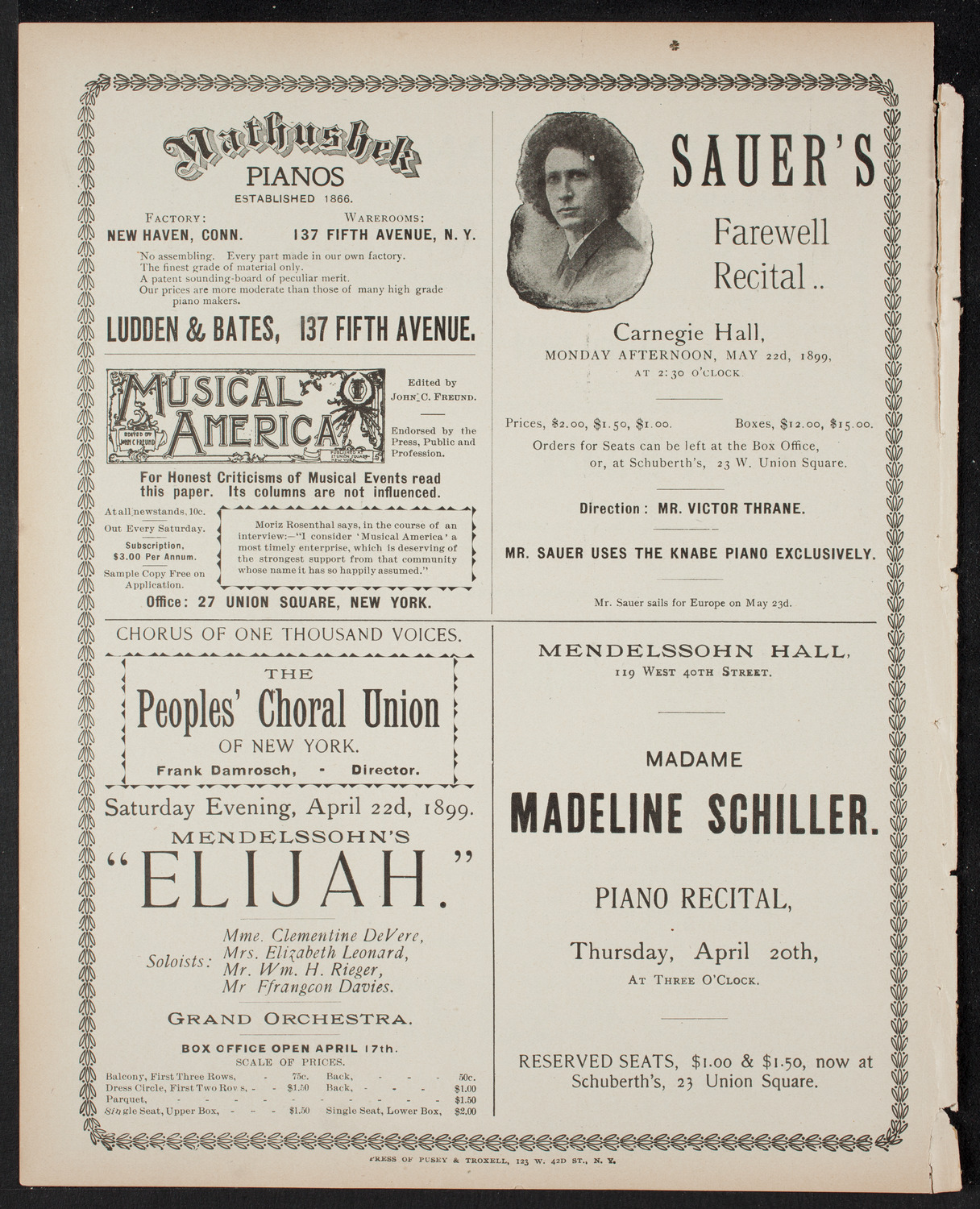 New York Philharmonic, April 7, 1899, program page 8