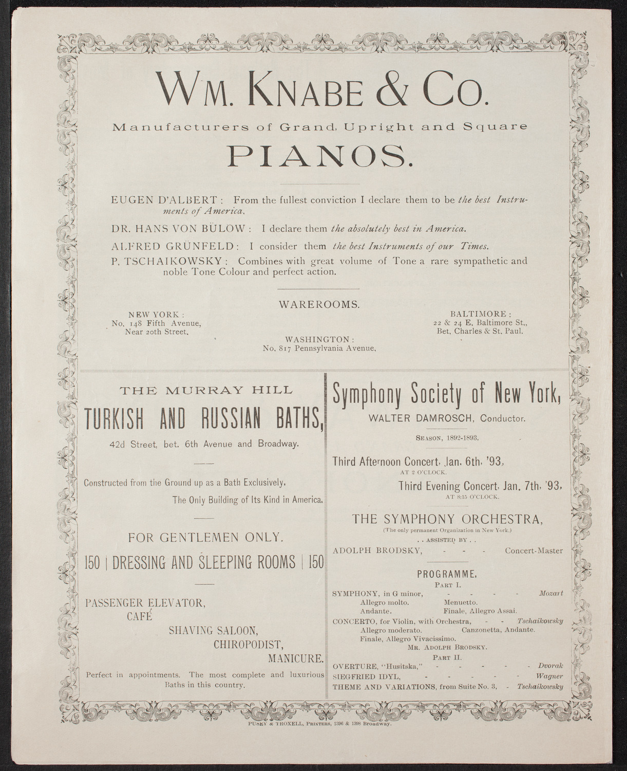 New York Symphony String Quartet, December 20, 1892, program page 4