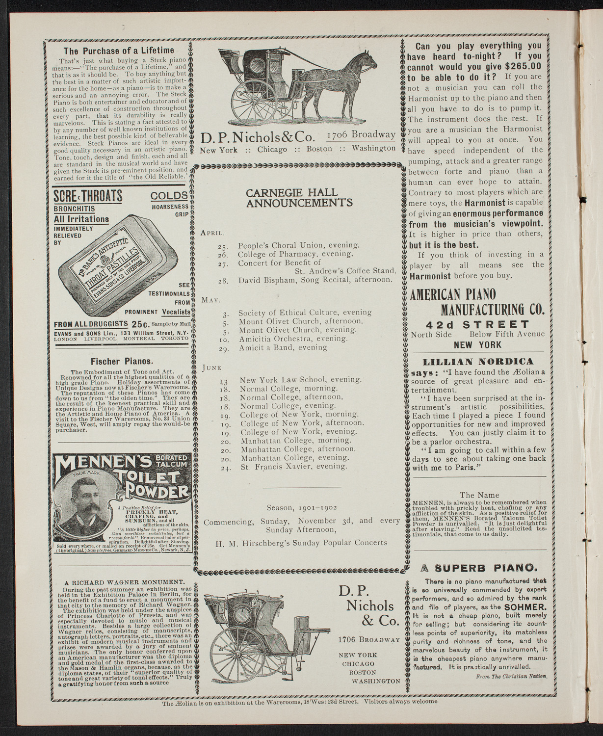 Lecture and Musicale for the Benefit of St. Vincent de Paul Society, April 24, 1901, program page 2