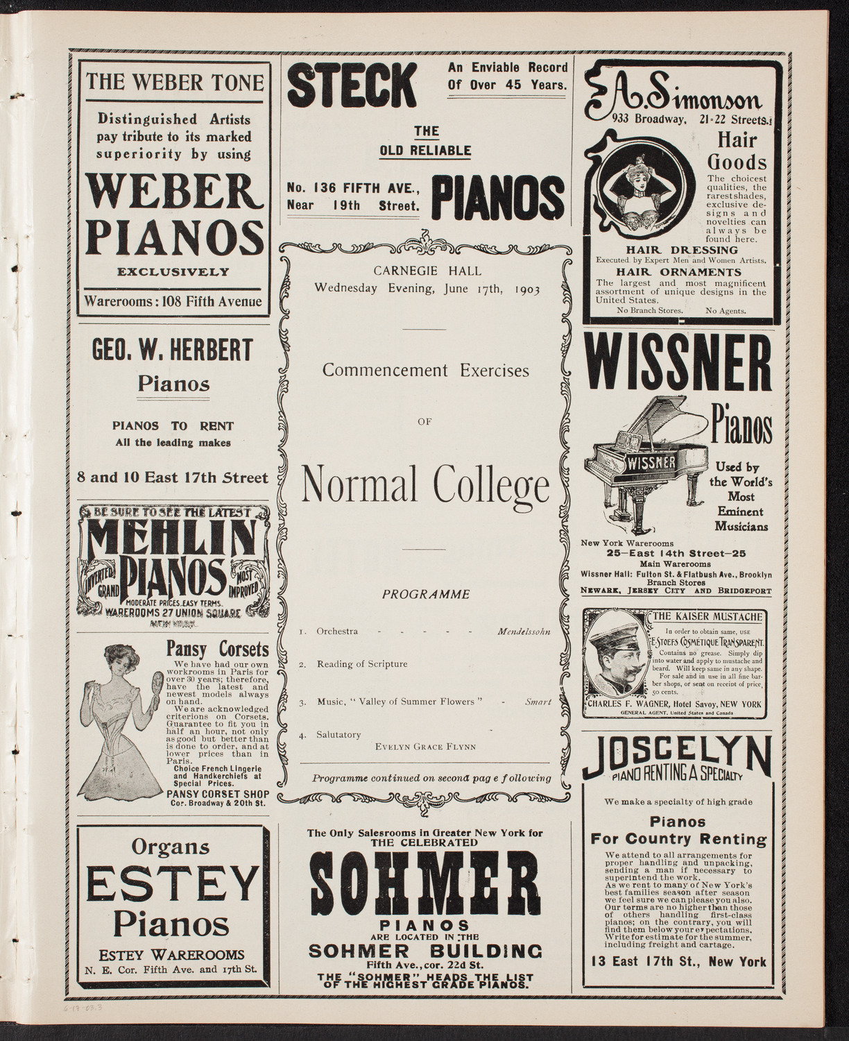 Graduation: Normal College, June 17, 1903, program page 5