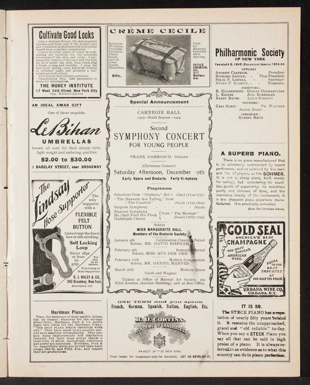 New York Banks' Glee Club, December 3, 1903, program page 9