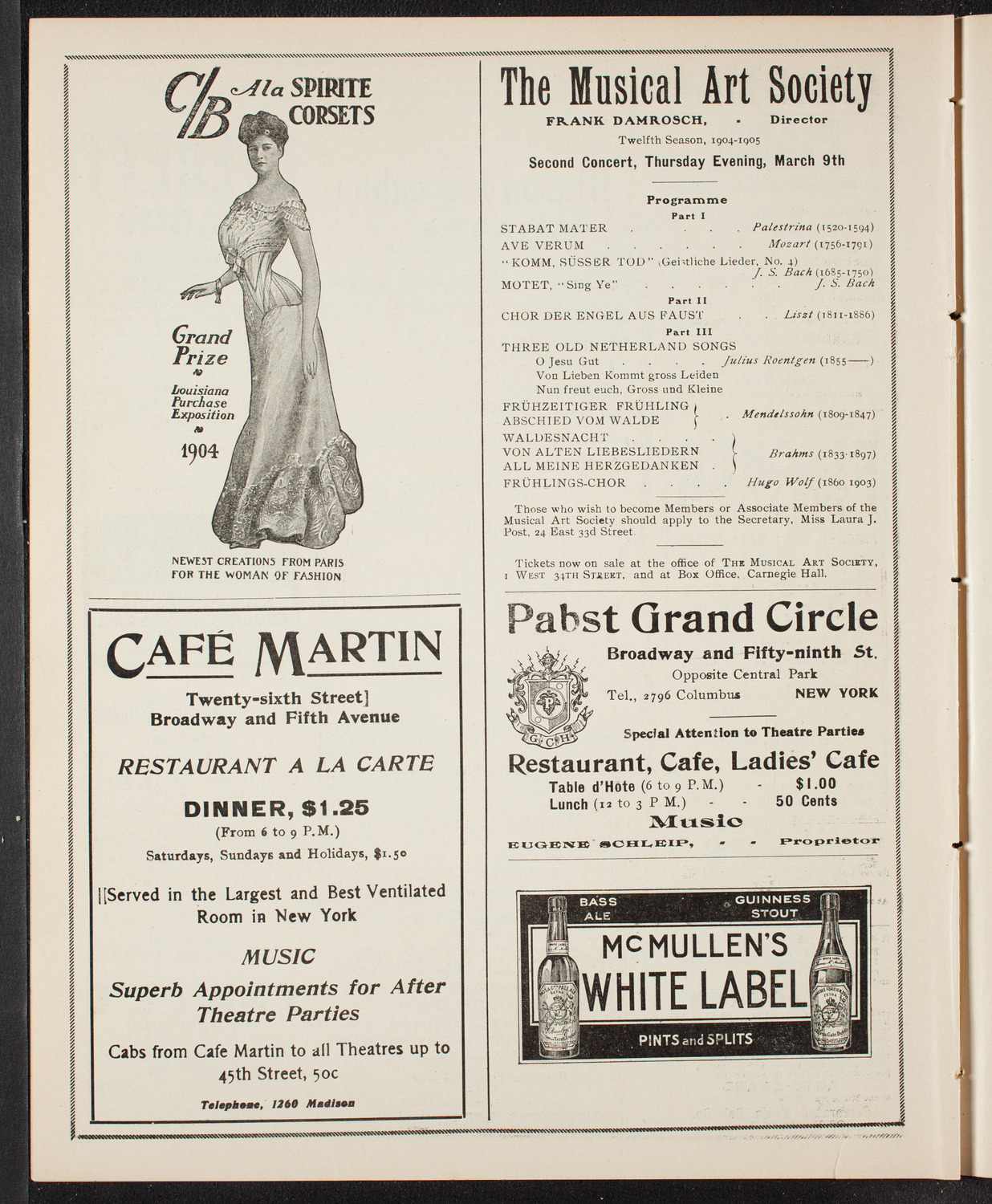 New York Philharmonic, March 4, 1905, program page 8