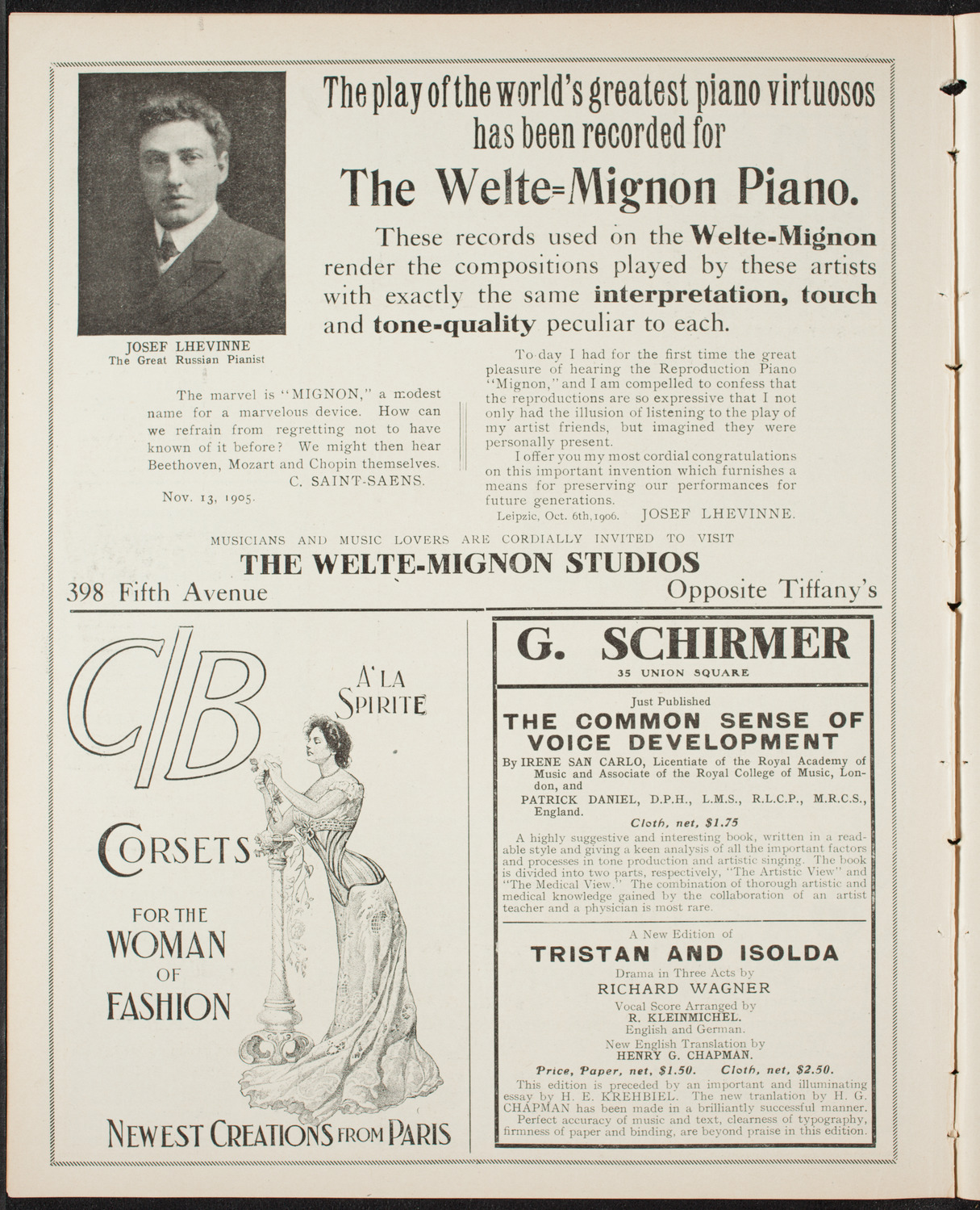 Mieczyslaw Horszowski, Piano, January 6, 1907, program page 8