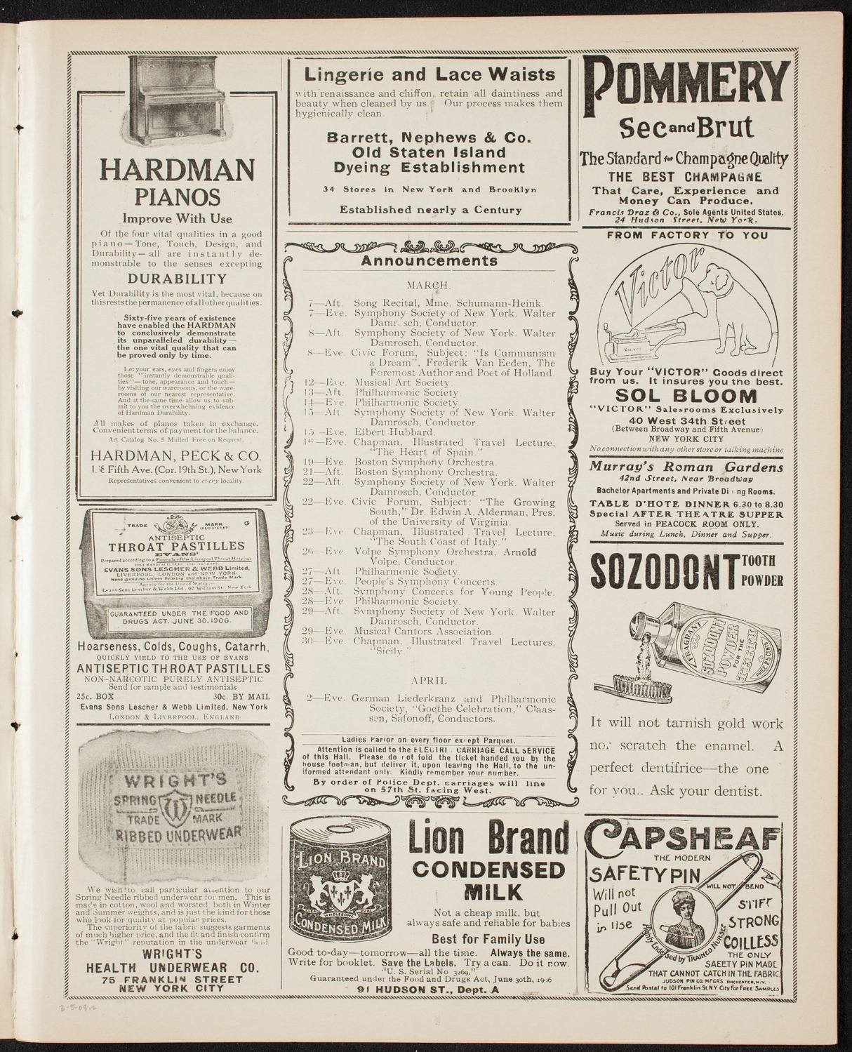 Russian Symphony Society of New York, March 5, 1908, program page 3