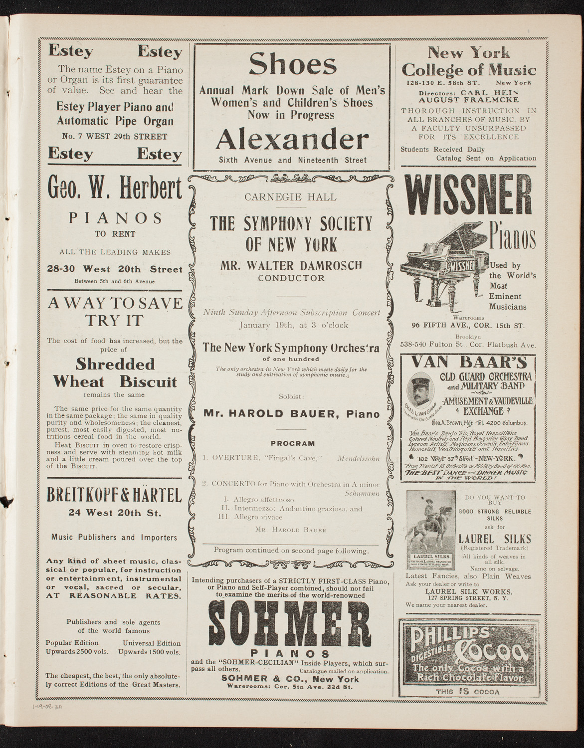 New York Symphony Orchestra, January 19, 1908, program page 5