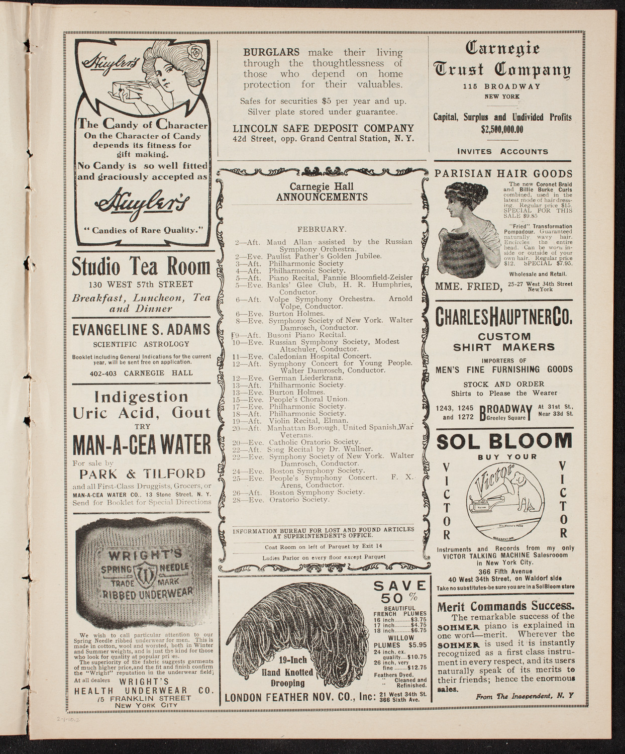 Meeting: The Civic Forum, February 1, 1910, program page 3